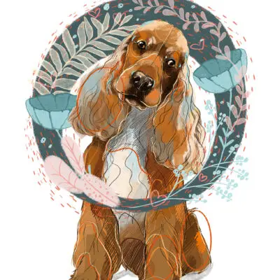 cyfrowy portret rasy- cocker spaniel