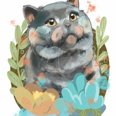 cyfrowy portret rasy-  kot brytyjski