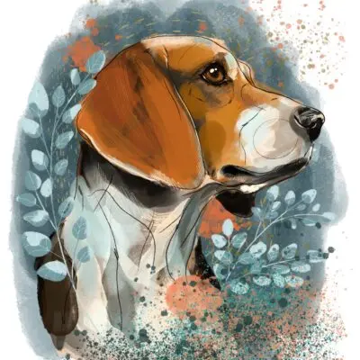 cyfrowy portret rasy-  beagle
